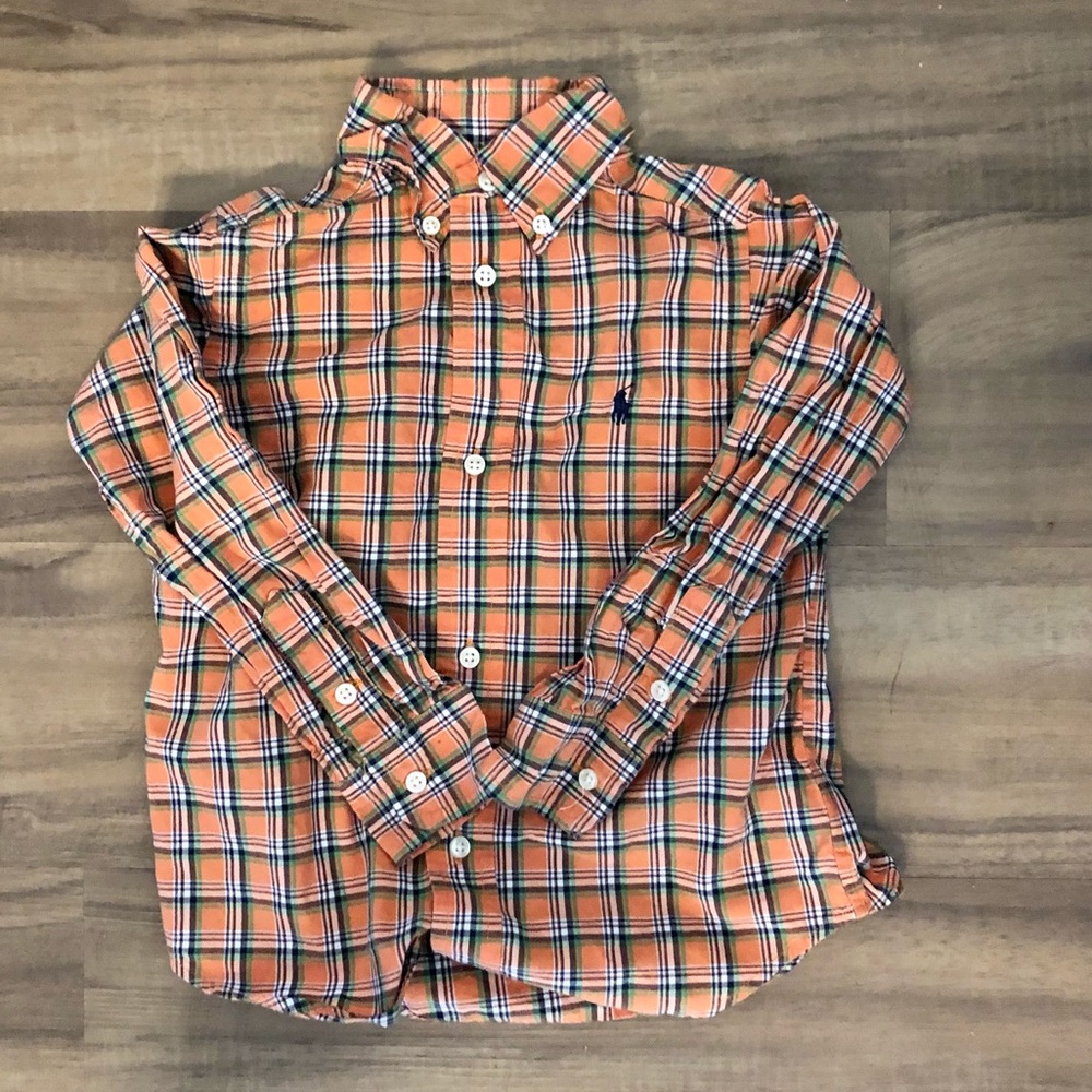 Polo Ralph Lauren Boys Orange Plaid Button Down 3T